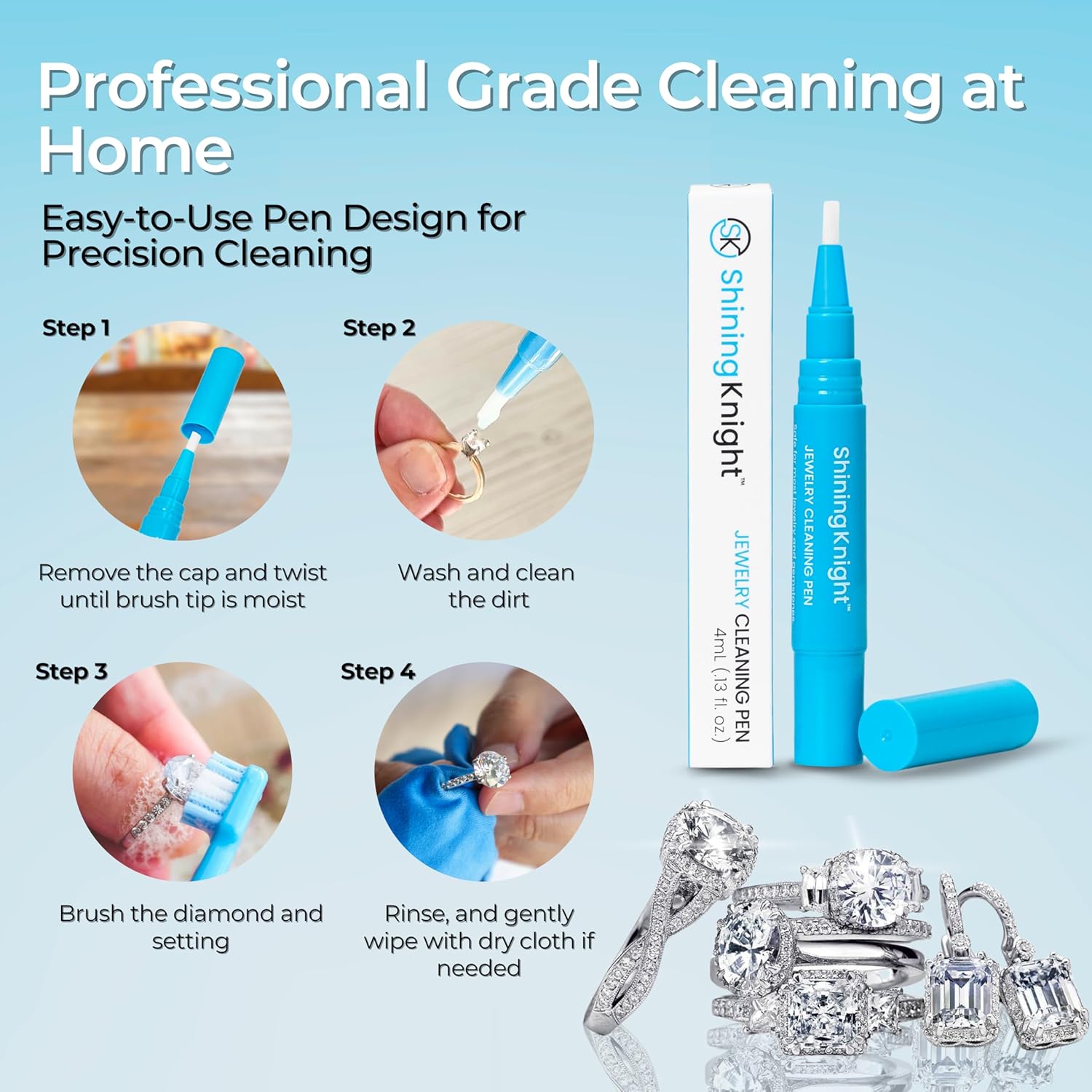 Shining Knight® Jewelry Cleaning Pen Clean + Sparkle Stick